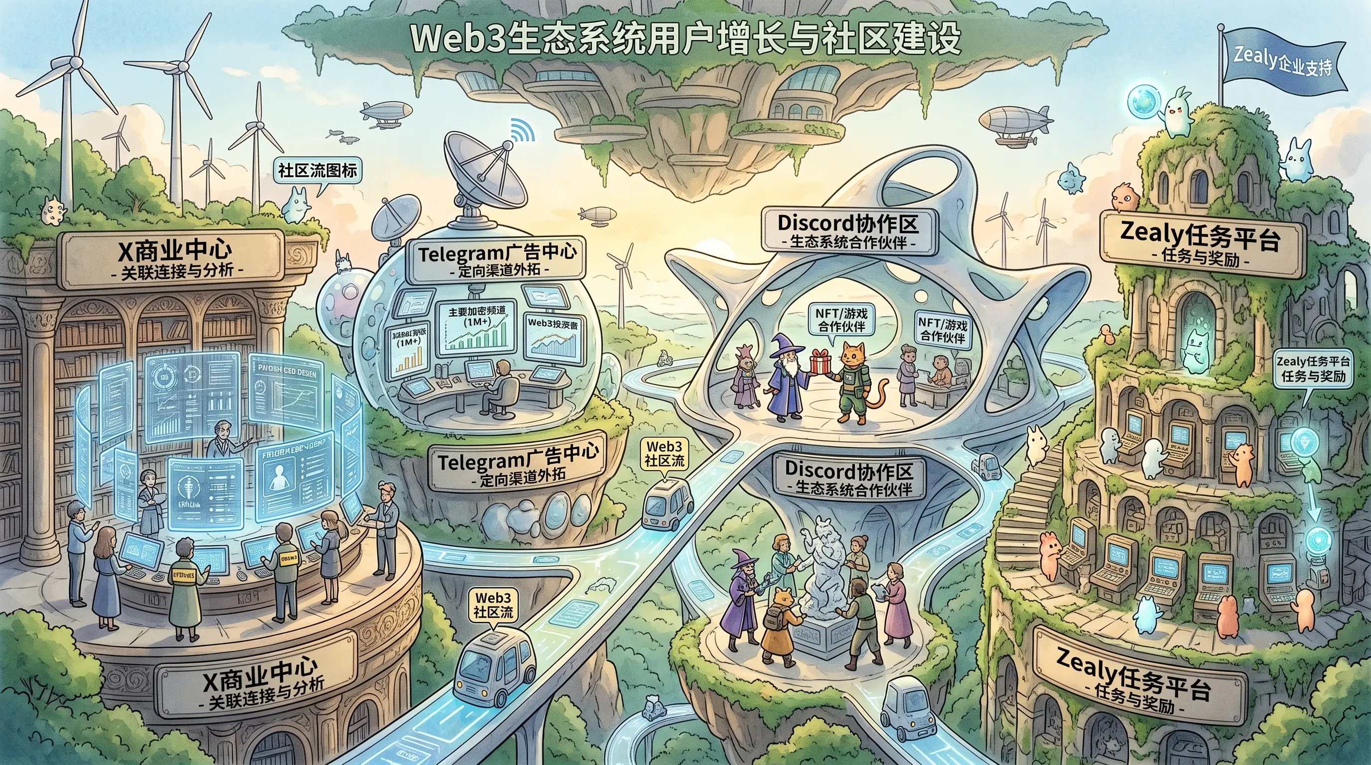 跨 X、Telegram、Discord 与 Zealy 的 Web3 生态系统用户增长与社区建设